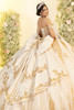 Champagne gold illusion corset bodice with off-shoulder bow straps