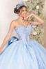 Sky blue sweetheart corset bodice with crystal draped strands detail