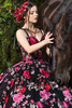 Black peony sweetheart bodice with floral embroidered lace detail
