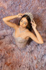 Maravilla 80023 sparkling beaded bodice with sweetheart neckline and smoke taupe tulle