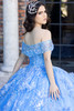 Sapphire multi off-shoulder bodice with crystal beaded straps