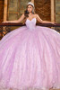 Maravilla 80026 lilac multi quinceanera ball gown with floral appliqués, front view