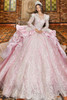 Maravilla 80034 ivory and pink bubble skirt ball gown, front view