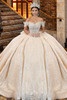 Maravilla 80035 ivory champagne box pleat ball gown, front view