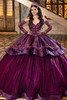 Maravilla 80036 mahogany purple satin and tulle ball gown, front view