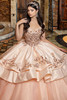 Almond blush sweetheart corset bodice with crystal floral appliqué