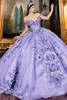 Maravilla 80037 lavender multi ball gown with floral appliqués, front view