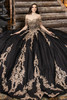 Maravilla 80041 black and gold glitter tulle ball gown, front view