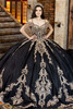 Black and gold metallic lace bodice with beaded straps, front view