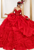Maravilla 80061 red rosette ball gown, front view