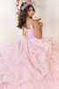 Fairy pink quinceanera gown with dramatic rosette skirt detail