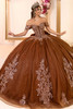 Maravilla 80062 copper glitter ball gown, front view