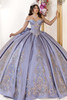 Maravilla 80067 grey lilac embroidered Mikado ball gown, front view