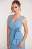 Detail view of beaded sash and V-neck bodice on K278054