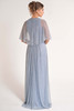 Back view of Jade Couture K278062 metallic chiffon gown with cape