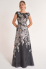 Front view of steel blue Jade Couture K278066 organza mother dress