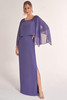 Front view of amethyst Jade Couture K278071 chiffon mother dress