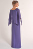 Back view of Jade Couture K278071 sheath gown with draped overlay