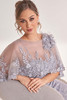 Detail view of detachable flower cape on Jade Couture K278072