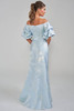 Back view of Jade Couture K288012 fit and flare jacquard gown