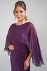 Detail view of beaded shoulder applique and cape on K288017