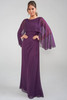 Front view of grape Jade Couture K288017 chiffon mother dress
