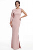 Front view of rose petal Jade Couture K288051 one shoulder mother dress