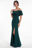 Front view of hunter green Jade Couture K288057 fit and flare mother dress