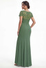 Back view of Jade Couture K288058 gown with lace back detail