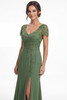 Detail view of beaded lace appliqués and V-neckline on K288058