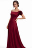 Detail view of portrait neckline and floral shoulder accent on K288063