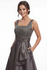 Detail view of square neckline and folded waist accent on K288069