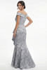 Back view of Jade Couture K288071 fit and flare jacquard dress