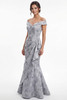 Front view of platinum Jade Couture K288071 Gail jacquard mother of the bride gown
