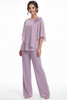 Front view of rose quartz Jade Couture K288072 chiffon mother of the bride pant suit
