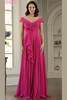 Front view of fuchsia Marsoni M333 off-the-shoulder formal gown