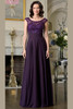 Front view of eggplant Marsoni M335 beaded lace evening gown