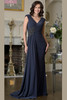 Front view of gunmetal Marsoni M343 matte jersey mother of the bride gown