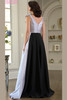 Back view of black and silver Marsoni M345 V-back A-line dress