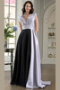 Front view of black and silver Marsoni M345 organza mother of the bride gown