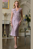 Front view of dusty rose Marsoni MV1386 floral appliqué formal dress