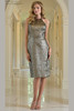 Front view of antique gold Rina di Montella RD212 knee-length formal dress