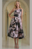 Front view of black and mauve Rina di Montella RD214 floral jacquard mother of the bride dress