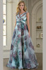Front view of tiffany multi Rina di Montella RD3426 floral A-line mother of the bride dress