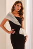 Close-up of Montage M3211 beaded one-shoulder bodice with draped detail