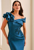 Close-up of Montage M3224 sculptural shoulder detail and beaded floral appliqués
