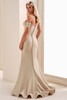 Back view of Montage M4202 champagne gown with covered button back