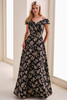 Front view of Montage M4203 black floral brocade mother of the bride dress