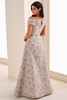 Back view of Montage M4203 blush floral brocade gown
