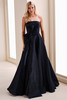 Front view of Montage M4207 navy blue A-line mother dress
